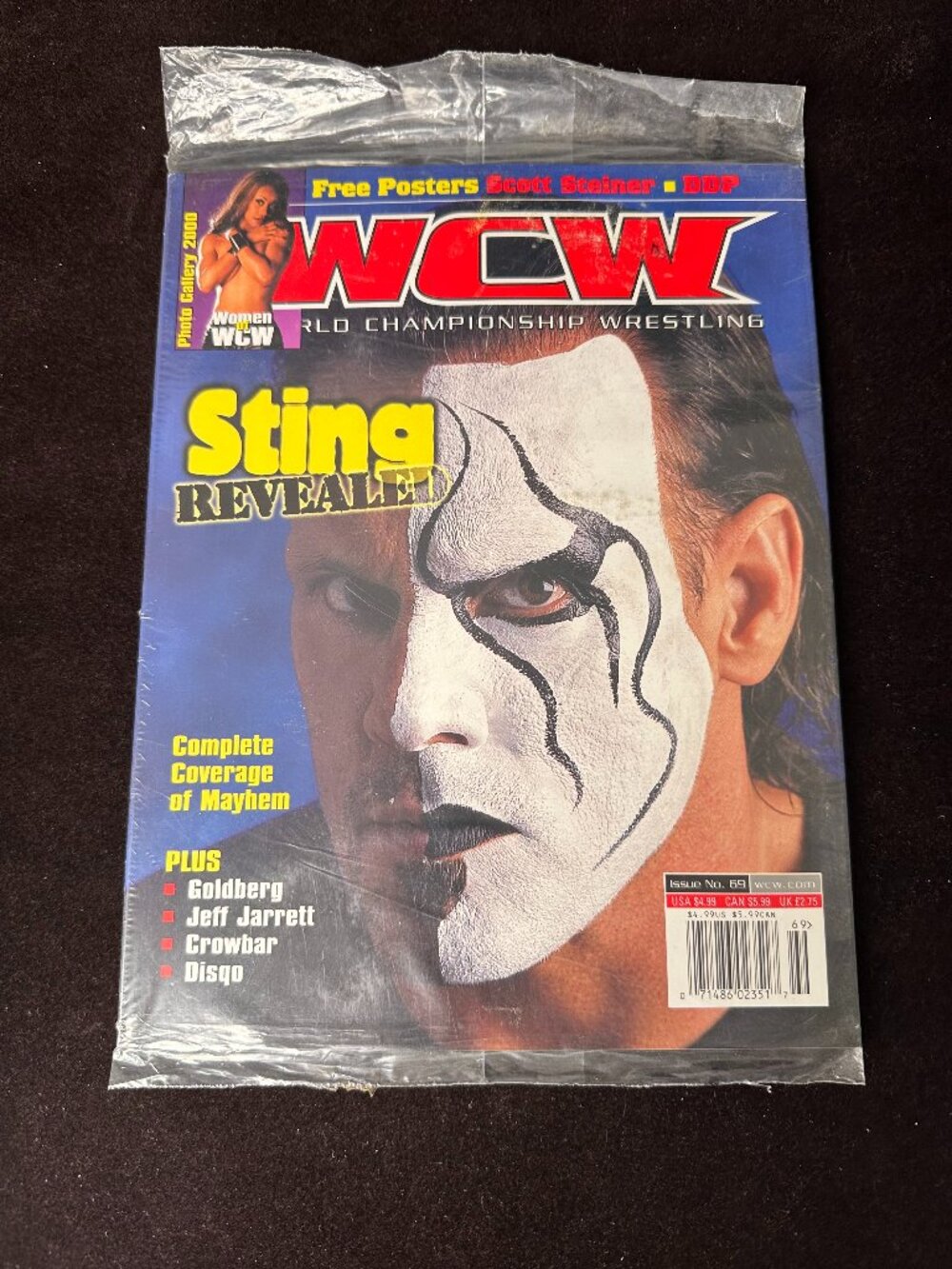 VTG 2001 WCW Magazine Issue 69 Sting Revealed Cover Factory Sealed New W/Poster
